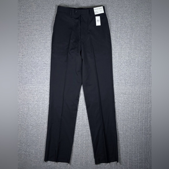 New Pronto Uomo Black 100% Wool Mens Dress Pants Size 31 Unhemmed Formal Work - Picture 1 of 4